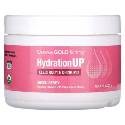 Смесь California Gold Nutrition HydrationUP для приготовления напитка с электролитами ягодная смесь, 227 г