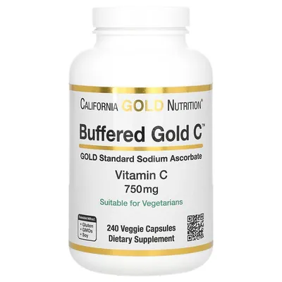 Вітамін С буферизований California Gold Nutrition Buffered Gold C 750 мг вег. капсули №240