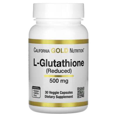 L-глутатион восстановленный California Gold Nutrition L-Glutathione 500 мг, 30 растительных капсул