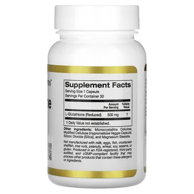 L-глутатіон California Gold Nutrition L-Glutathione (Reduced) 500 мг вег. капсули №30