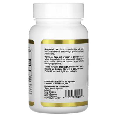 L-глутатион восстановленный California Gold Nutrition L-Glutathione 500 мг, 30 растительных капсул