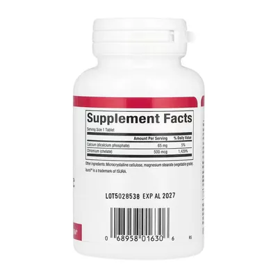 Хелат хрому Natural Factors Chromium GTF Chelate з фактором толерантності до глюкози (GTF) 500 мкг, 90 таблеток