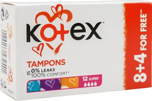 Тампони гігієнічні Kotex Super, 8+4 шт