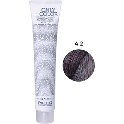 Крем-фарба для волосся Palco Professional Only Color безаміачна № 4.2 середньо-коричневий фіолетовий, 100 мл