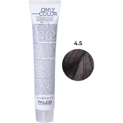 Крем-фарба для волосся Palco Professional Only Color безаміачна № 4.5 середньо-коричневий махагон, 100 мл