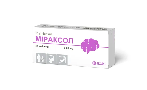 Міраксол таблетки по 0.25 мг №30 (10х3)
