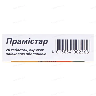 Прамістар таблетки, в/плів. обол. по 600 мг №20 (10х2)