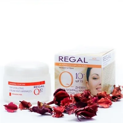 Крем для обличчя Regal Q10+ SPF15 денний проти зморшок віталізуючий для нормальної та сухої шкіри, 50 мл