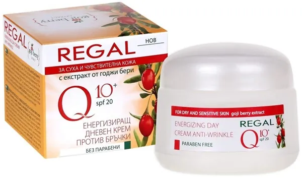 Крем для обличчя Regal Q10+ SPF20 денний проти зморшок з екстрактом ягід годжі для сухої та чутливої шкіри, 50 мл