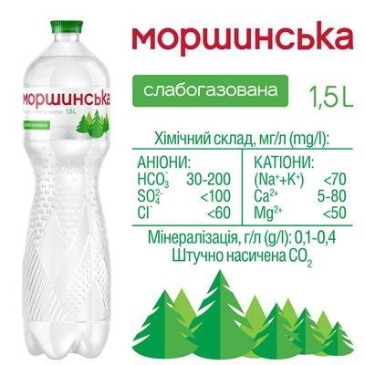 Вода минеральная Моршинская слабогазированная, 1,5 л