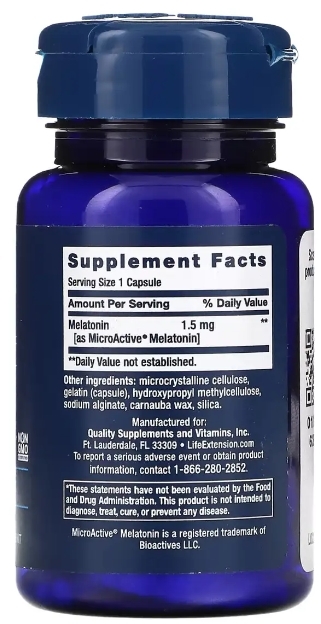 Мелатонин Life Extension Melatonin IR/XR, 60 капсул