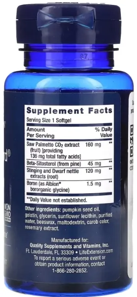 Підтримка простати Life Extension PalmettoGuard Saw PalmettoNettle Root Formula with Beta Sitosterol, 60 м'яких капсул