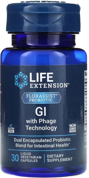 Пробиотики Life Extension Florassist Probiotic GI with Phage Technology, 30 вегетарианских капсул