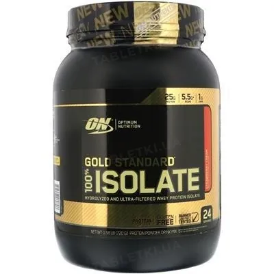 Протеїн сироватковий ізолят Optimum Nutrition Gold Standard 100% Isolate, полуничний крем, 720 г