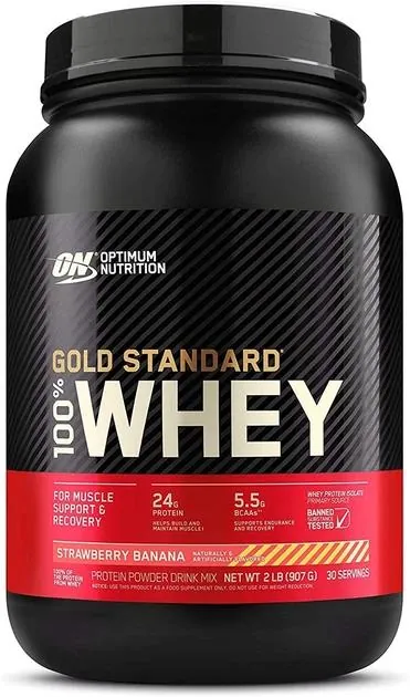 Протеїн сироватковий змішаний Optimum Nutrition Gold Standard 100% Whey, полуничний крем, 907 г