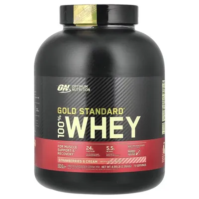 Протеїн сироватковий змішаний Optimum Nutrition Gold Standard 100% Whey, полуничний крем, 2,27 кг