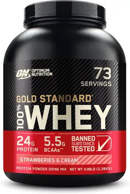 Протеїн сироватковий змішаний Optimum Nutrition Gold Standard 100% Whey, полуничний крем, 2,27 кг