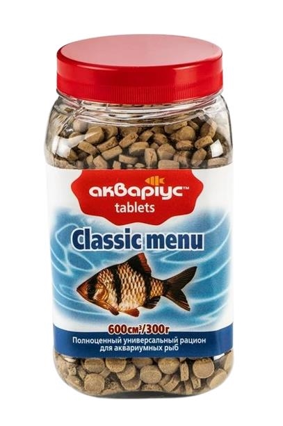 Корм сухой Аквариус Classic Menu для рыб в таблетках, 300 г
