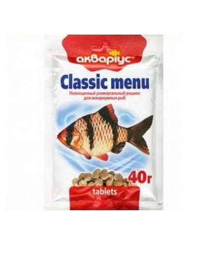 Корм сухой Аквариус Classic Menu для рыб в таблетках, 40 г