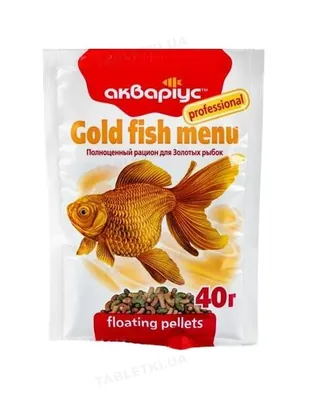 Корм сухий Акваріус Gold Fish Menu для золотих рибок, 40 г