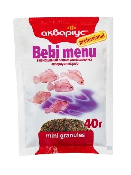 Корм сухой Аквариус Baby Menu для молодняка рыб в гранулах, 40 г
