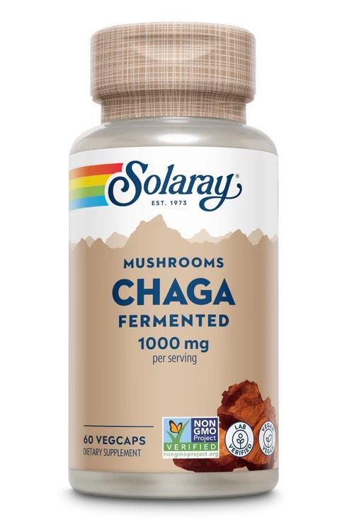 Чага ферментированная Solaray Organic Grown Fermented Chaga 1000 мг, 60 веганских капсул