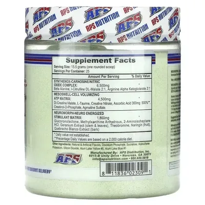 Передтренувальний комплекс APS Nutrition Mesomorph зелене яблуко, 388 г
