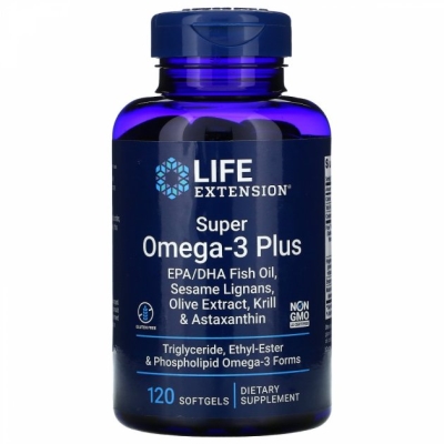 Супер Омега-3 плюс Life Extension Super Omega-3 Plus, 120 желатиновых капсул