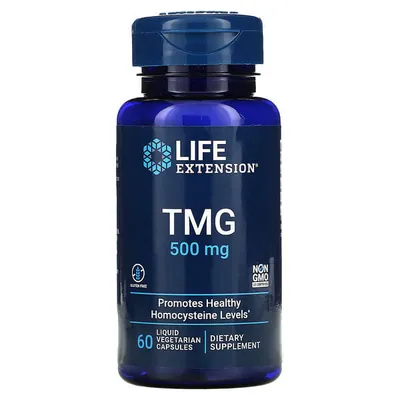 Триметилгліцин ТМГ Life Extension TMG 500 мг, 60 вегетаріанських капсул