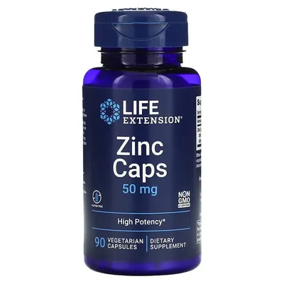 Цинк високої ефективності Life Extension Zinc Caps High Potency 50 мг, 90 вегетаріанських капсул