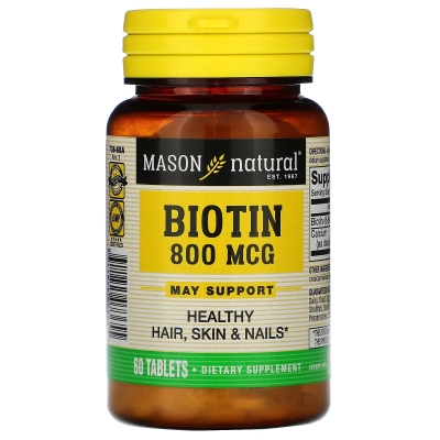 Биотин 800 мкг Mason Natural Biotin, 60 таблеток