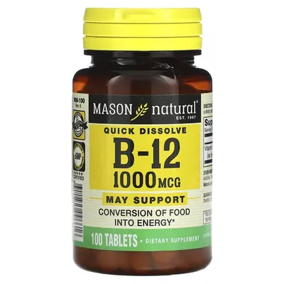 Вітамін B12 1000 мкг Mason Natural Vitamin B12, 60 таблеток
