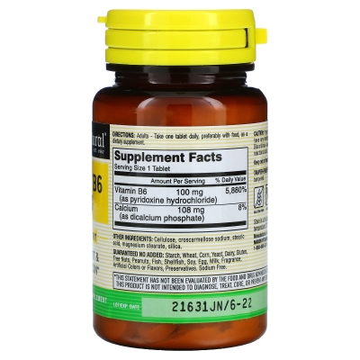Витамин B6 100 мг Mason Natural Vitamin B6, 100 таблеток
