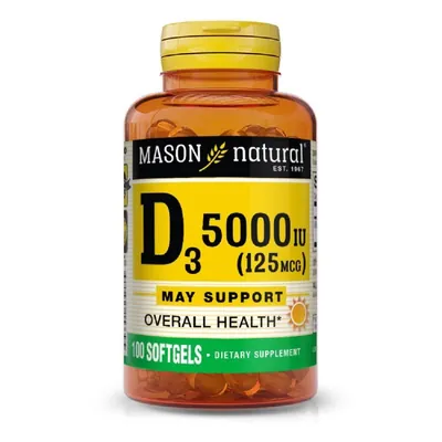 Вітамін D3 5000 МО Mason Natural Vitamin D3, 100 гелевих капсул