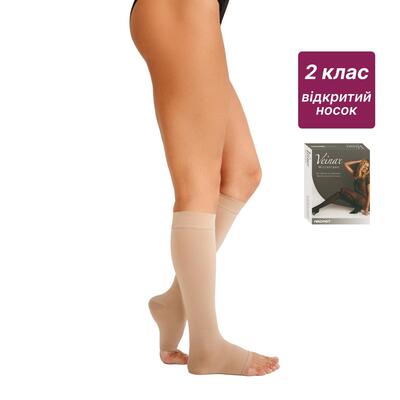 Гольфы компрессионные Veinax Microtrans 825R-Bl Микрофибра класс компрессии 2 средние, открытый носок, ярко-бежевые, размер 1