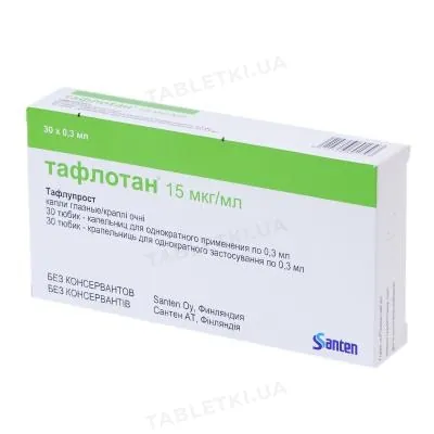 Тафлотан краплі оч. 15 мкг/мл по 0.3 мл №30 (10х3) у тюб.-крап.