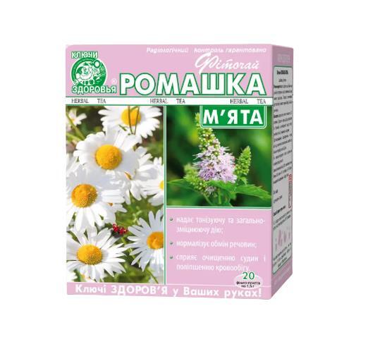 Фиточай Ключи Здоровья Ромашка и мята по 1,3 г №20 в фил.-пак.