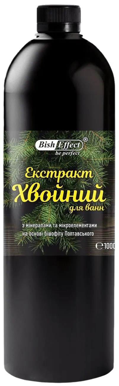 Засіб для ванн BishEffect Екстракт Хвойний з ефірною олією сосни та евкаліпту на основі бішофіту Полтавського, 1000 мл