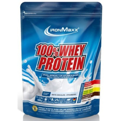 Протеїн IronMaxx 100% Whey Protein Полуниця-білий шоколад, 500 г (пакет)