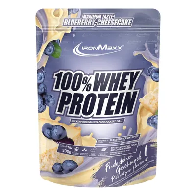 Протеїн сироватковий концентрат IronMaxx 100% Whey Protein чорничний чізкейк, 500 г (пакет)
