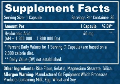 Гіалуронова кислота Haya Labs Hyaluronic Acid капсули по 40 мг №30