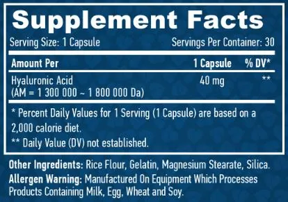Гіалуронова кислота Haya Labs Hyaluronic Acid капсули по 40 мг №30