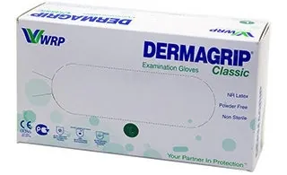 Рукавички оглядові Dermagrip Classic латексні без пудри нестерильні, розмір L, пара