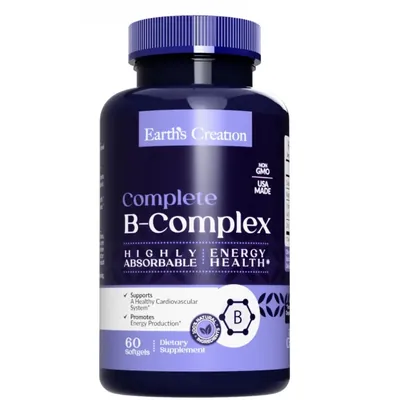 Натуральний комплекс вітамінів B Earth's Creation Natural Vitamin B-Complex, 60 гелевих капсул
