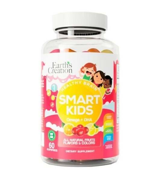 Омега + ДГК для дітей Earth's Creation Smart Kids Omega+DHA, 60 жувальних цукерок