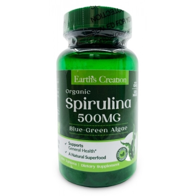 Спирулина Earth's Creation Spirulina 500 мг, 100 таблеток