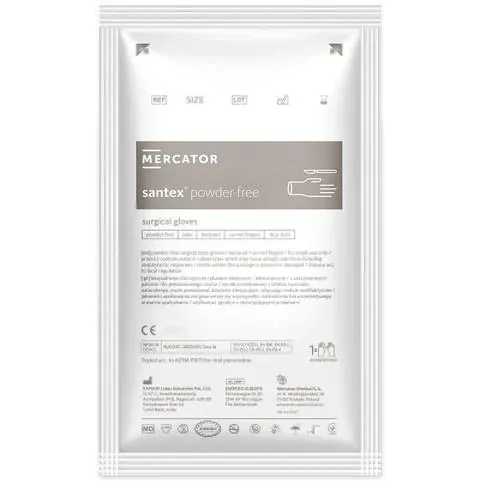 Рукавички хірургічні Mercator Santex Powder Free латексні без пудри розмір 7,0 стерильні, білі, 1 пара