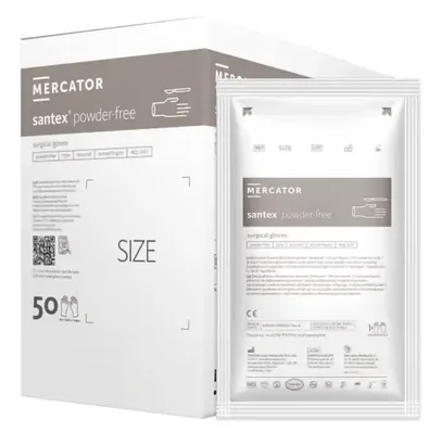 Рукавички хірургічні Mercator Santex Powder Free латексні без пудри розмір 7,0 стерильні, білі, 1 пара