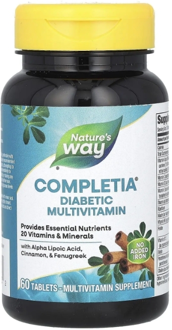 Мультивитамины для диабетиков Nature's Way Completia Diabetic MultiVitamin без железа, 60 таблеток