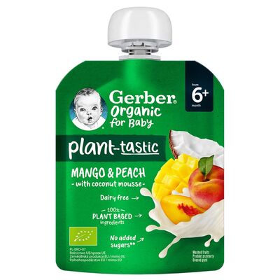 Пюре фруктовое Gerber Organic манго, персик и кокосовый мусс, 80 г